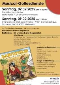 Das Plakat zu den Musical-Gottesdiensten "Bartimäus"