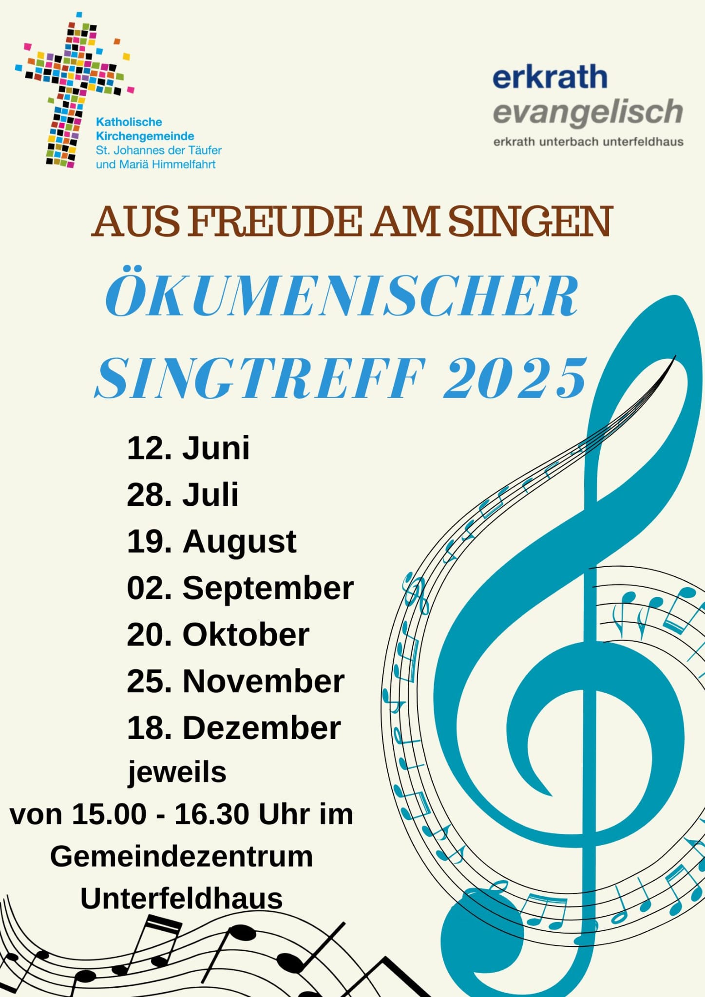 Termine Singtreff Juni bis Dezember