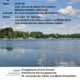 Plakat für die ökumenische Impulswanderung, im Hintergrund ein See