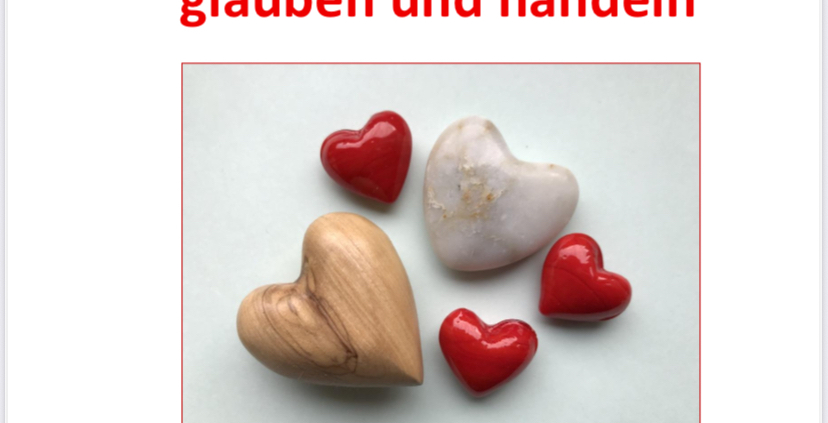 Plakat zum Buß- -und Bettag mit vielen verschiedenen Herzen in der Mitte
